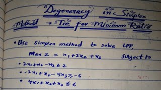 Operational research ||Degeneracy in simplex method question solved||tie for minimum ratio/7th sem.