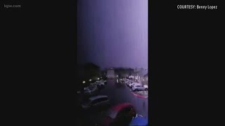 Lightning and thunder roll through Portland