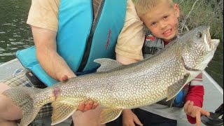 5 year old kid catches huge Lake Trout