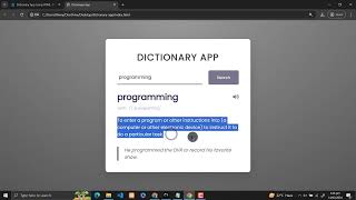 Dictionary App Using HTML, CSS and JavaScript with Source Code