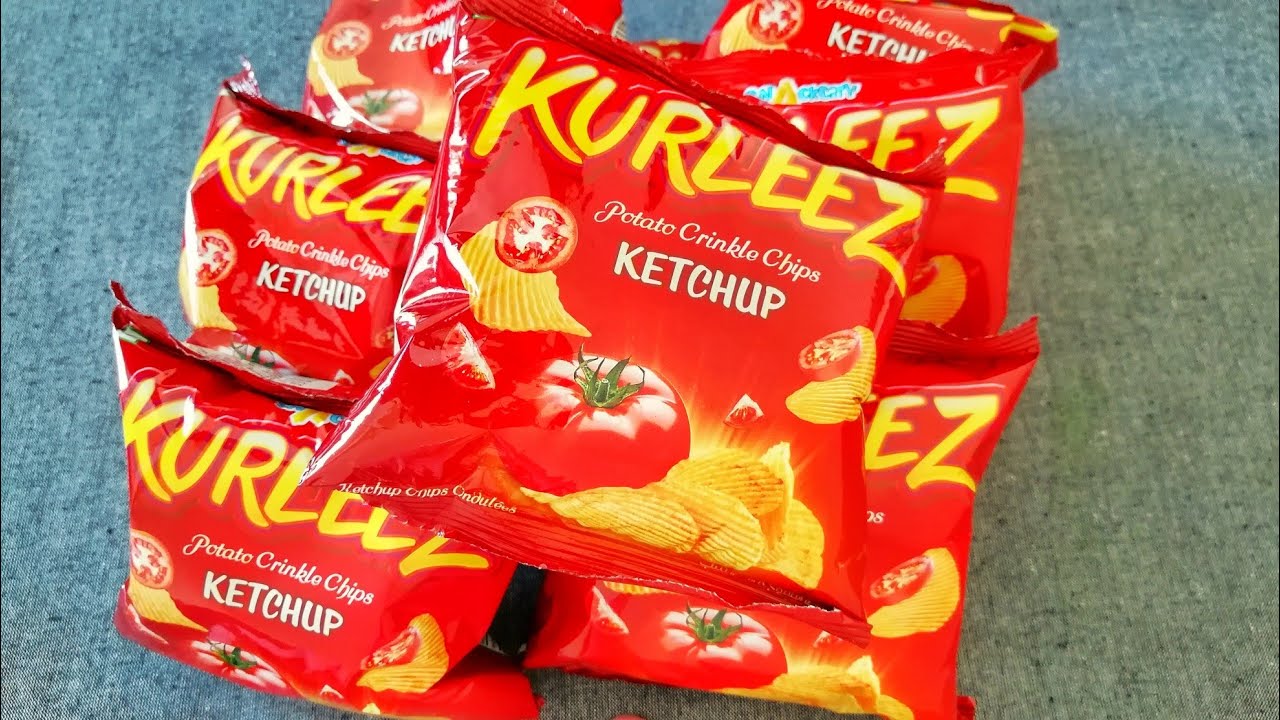 KURLEEZ Ketchup Potato chips chippotatochipsketchupasmrasmrfood