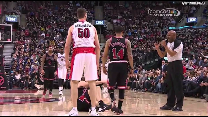 Tyler Hansbrough tackles Mike Dunleavy