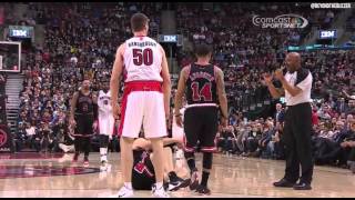 Tyler Hansbrough tackles Mike Dunleavy