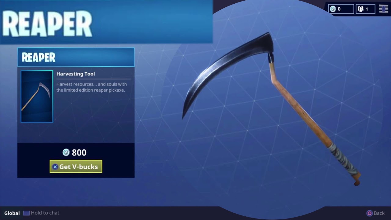 Rare Reaper Pickaxe Harvesting Tool Vbucks Item for Fortnite Battle Royale - 