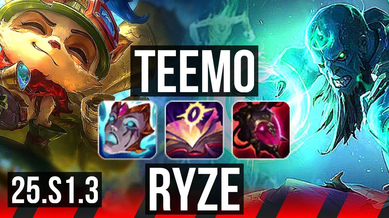 TEEMO vs RYZE (TOP) | Rank 1, Rank 1 Teemo, 9/2/13, 1500+ games | BR Challenger | 25.S1.3
