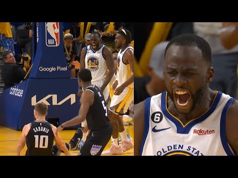 Draymond Green taunts Domantas Sabonis after blocking his shot in the clutch