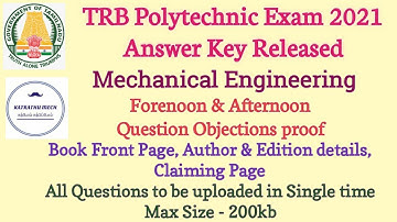 TRB Polytechnic Exam Answer Key | Mechanical Engineering | Forenoon & Afternoon Objection Proofs