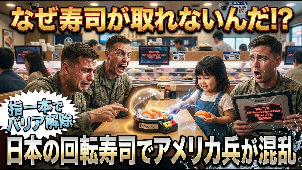 【海外の反応】米軍兵「日本の幼児は特殊部隊か!?」最強の軍人が手も足も出ない『回転寿司のバリア』を指一本で解除する光景に絶望ｗ