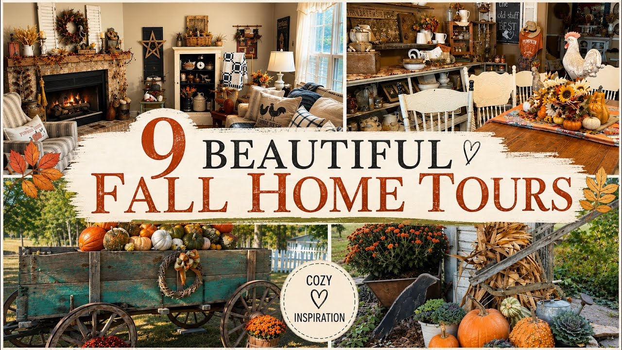 9 COZY FALL HOME TOURS π Farmhouse & Primitive Vintage Autumn ...