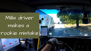 Millis driver makes a rookie mistake