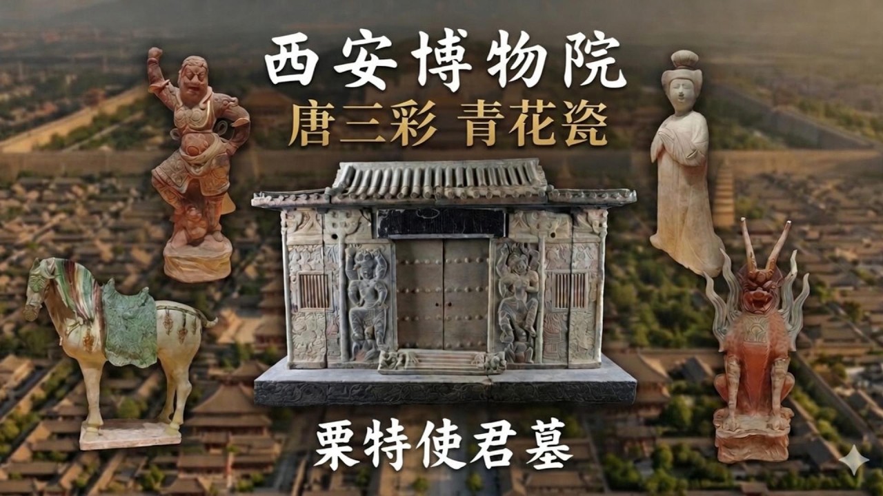 西安博物院：康熙年间青花瓷，诡异唐三彩，使君墓棺椁，大唐长安城布局