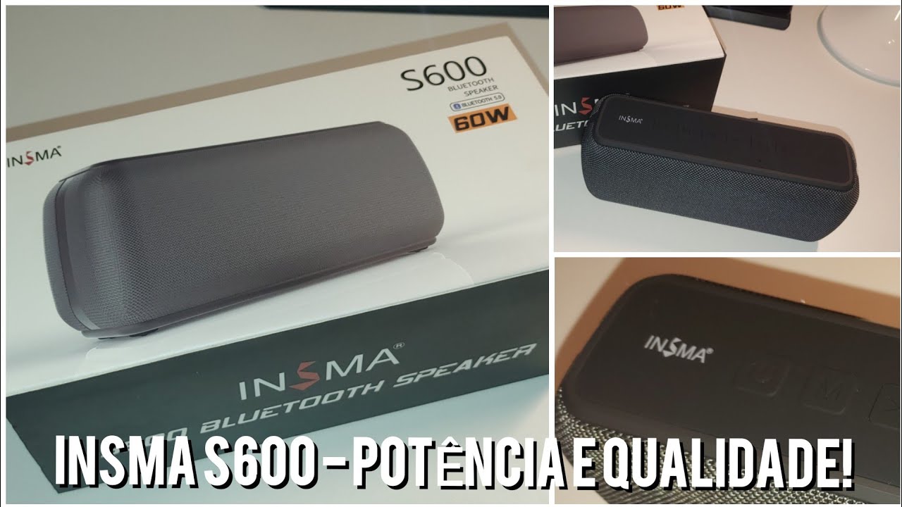 INSMA S600 60W bluetooth 5.0 Super Bass Speaker IPX5 Waterproof DSP Outdoor  TWS Speaker with Type-C Charging Aux TF Card - EuDirect Shop