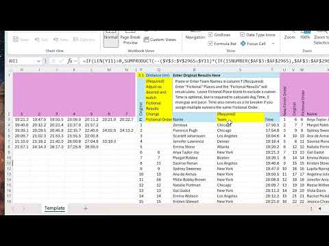 Spreadsheet for Scoring and Simulating a Cross Country Meet