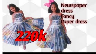 How  to make  frock from  newspapers /paper frock /doll dress /newspaper  craft