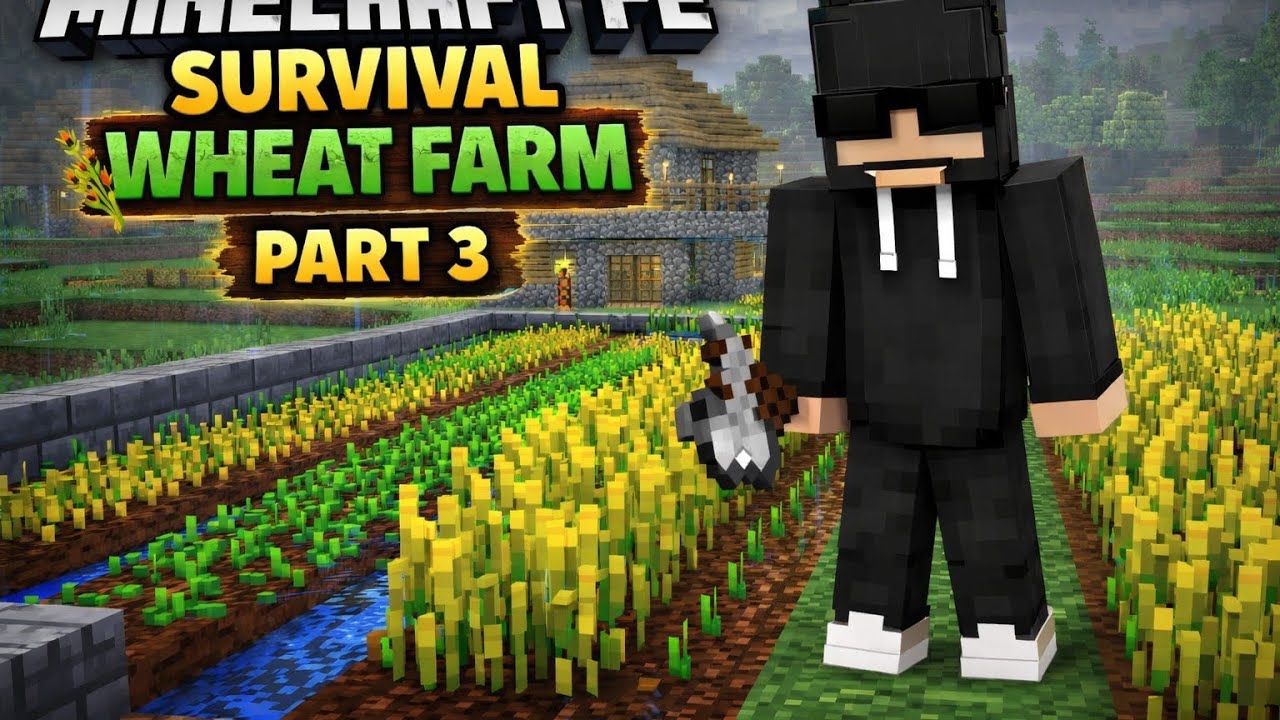 Minecraft PE Survival Part 3 | Making a Wheat Farm 🌾 | Pocket Edition