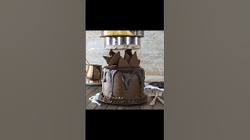 Chocolate cake crush by hydraulic press. #hydraulicpress #choclatecake