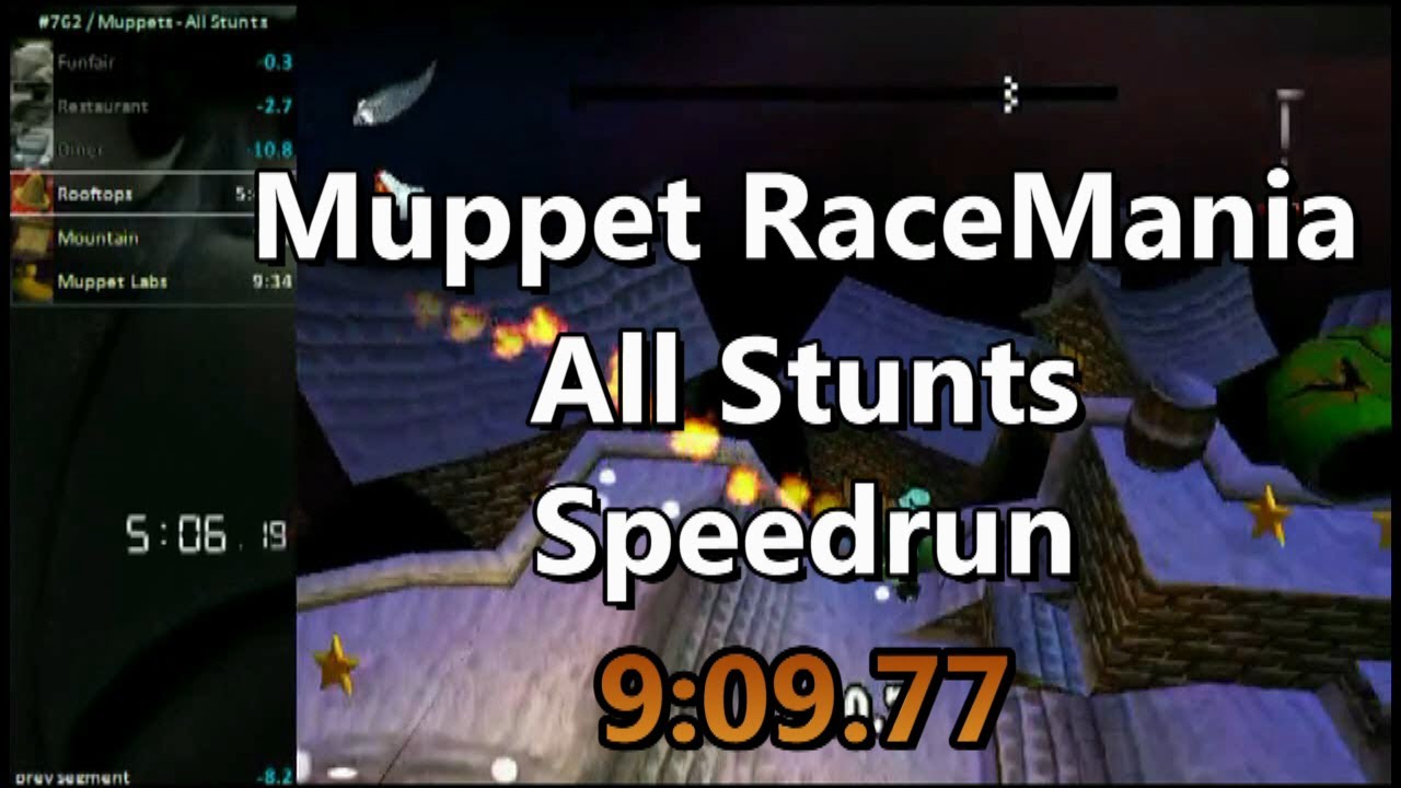 Muppet RaceMania All Stunts Speedrun - 