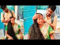 Rahul Play With His Mother Long Hair A Relaxing Hade Massage Video Hair Oiling By Male