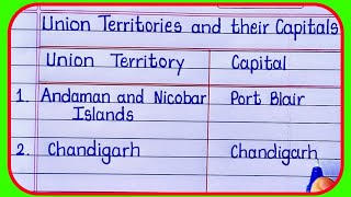 Union Territories and their Capitals 2021\/Union Territories and Capital\/Union Territories of India