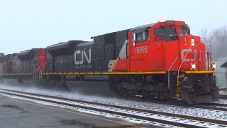 Brockville Railfanning In Bad Weather! Pt 2: Noob Horn User and Bumpy Autoracks!