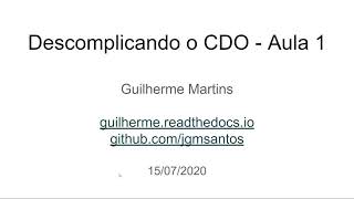 Descomplicando o CDO - Aula 1