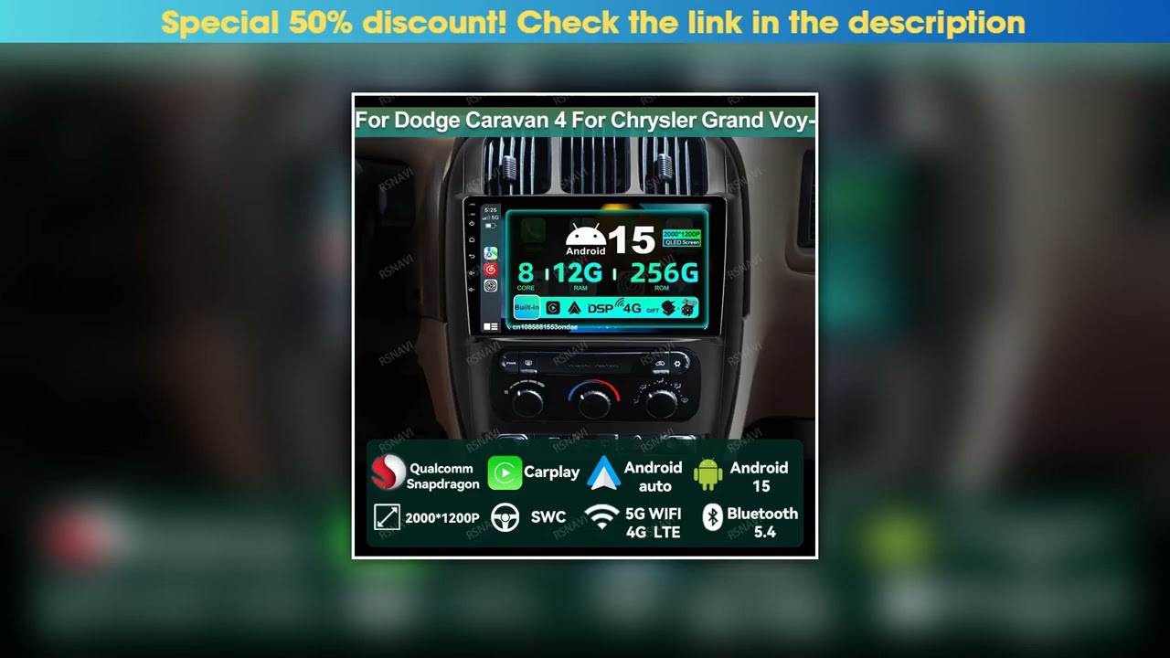 Must Buy Car Radio Android 15 For Dodge Caravan 4 For Chrysler Grand Voyager RS 2000 - 2012 4G LTE•