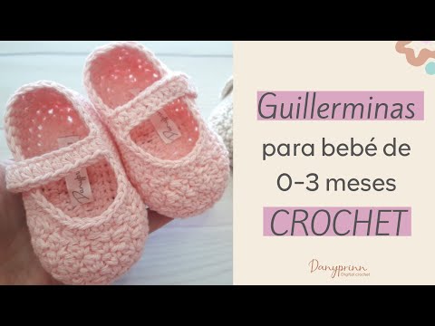 Tutorial: COMO TEJER UNAS GUILLERMINAS ZAPATITOS DE BEBE A CROCHET/ TALLA 0-3 MESES