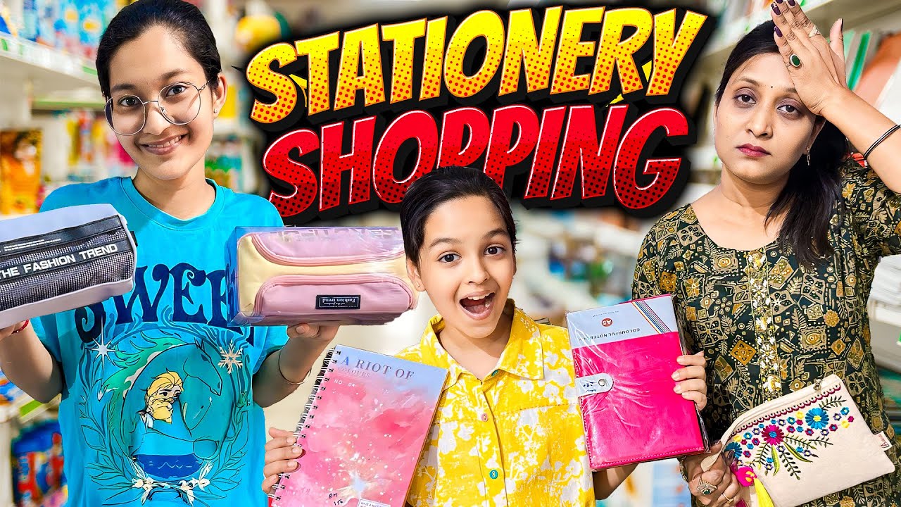 STATIONERY SHOPPING 🛍️ FOR NEW CLASS ✏️📒 | Nayi Nayi Cheezein Khareedi! 😍🖊️| Cute Sisters