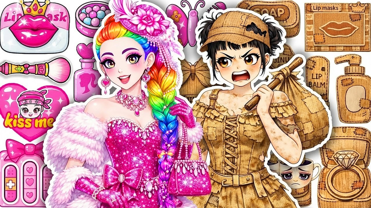 💋DIY de Papel💋 KPOP DEMON HUNTERS Rumi Fashion Contest Cabello Colorida + Maquillaje Blind Bag