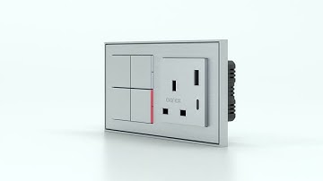 Pushbutton with thermostat and socket point for 2 fold plate (60x55 mm module) - English usb