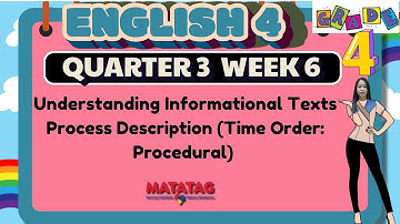 GRADE 4 ENGLISH 4 QUARTER 3 WEEK 6 //UNDERSTANDING INFORMATIONAL TEXTS // PROCESS DESCRIPTION