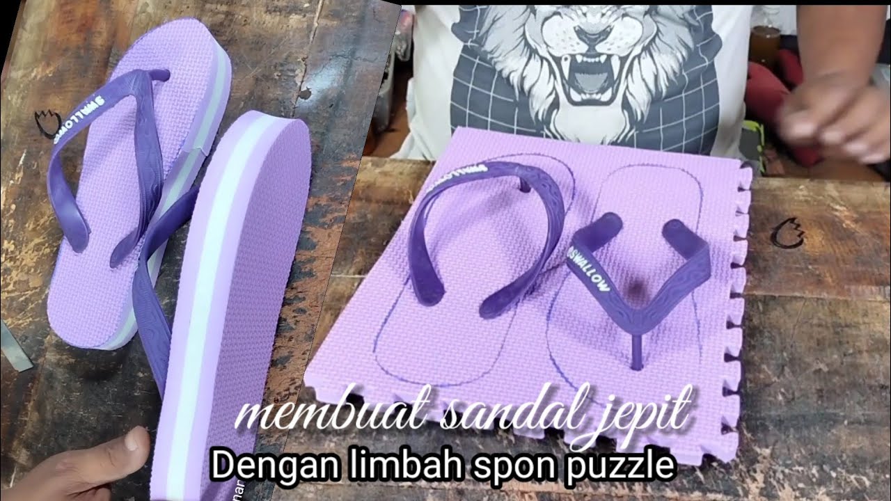 Membuat sandal jepit dengan limbah spon puzzle