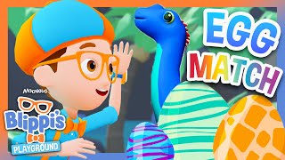 Blippi Plays Dino Egg Color Match | Blippi Plays Roblox! | Educational Gaming Videos