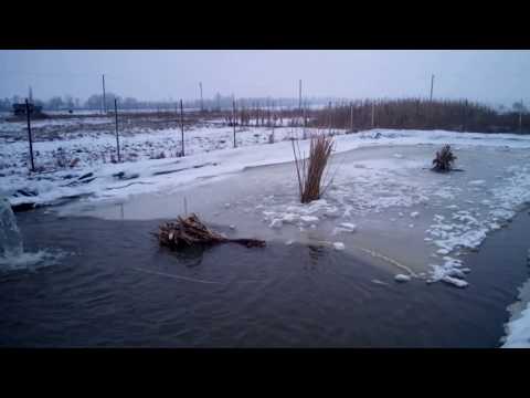 искусственный водоем зимой: рыбе не хватает воздуха!