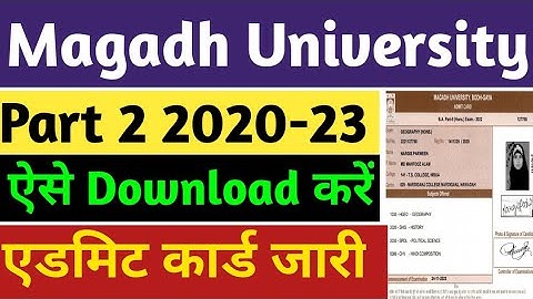 Magadh University Part 2 2020-23 एडमिट कार्ड जारी ऐसे करें Download Live Ba Bsc Bcom new notice जारी