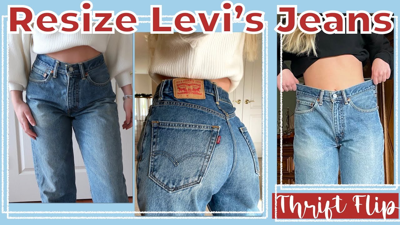 THRIFT FLIP: How to Resize Levi's Jeans || taking in oversized jeans at ...