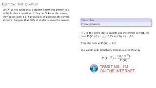 Six Minute Math:  Conditional Probability Formula