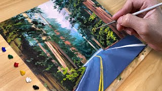 Painting Forest Road / Acrylic Painting / Correa Art