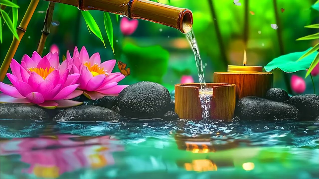 Relaxing Piano Sleep with Flowing Bamboo Water 🌿 Calming Nature Sounds for Meditation and Deep Rest