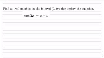 Solving Trig Equations cos(2x)=cos(x)