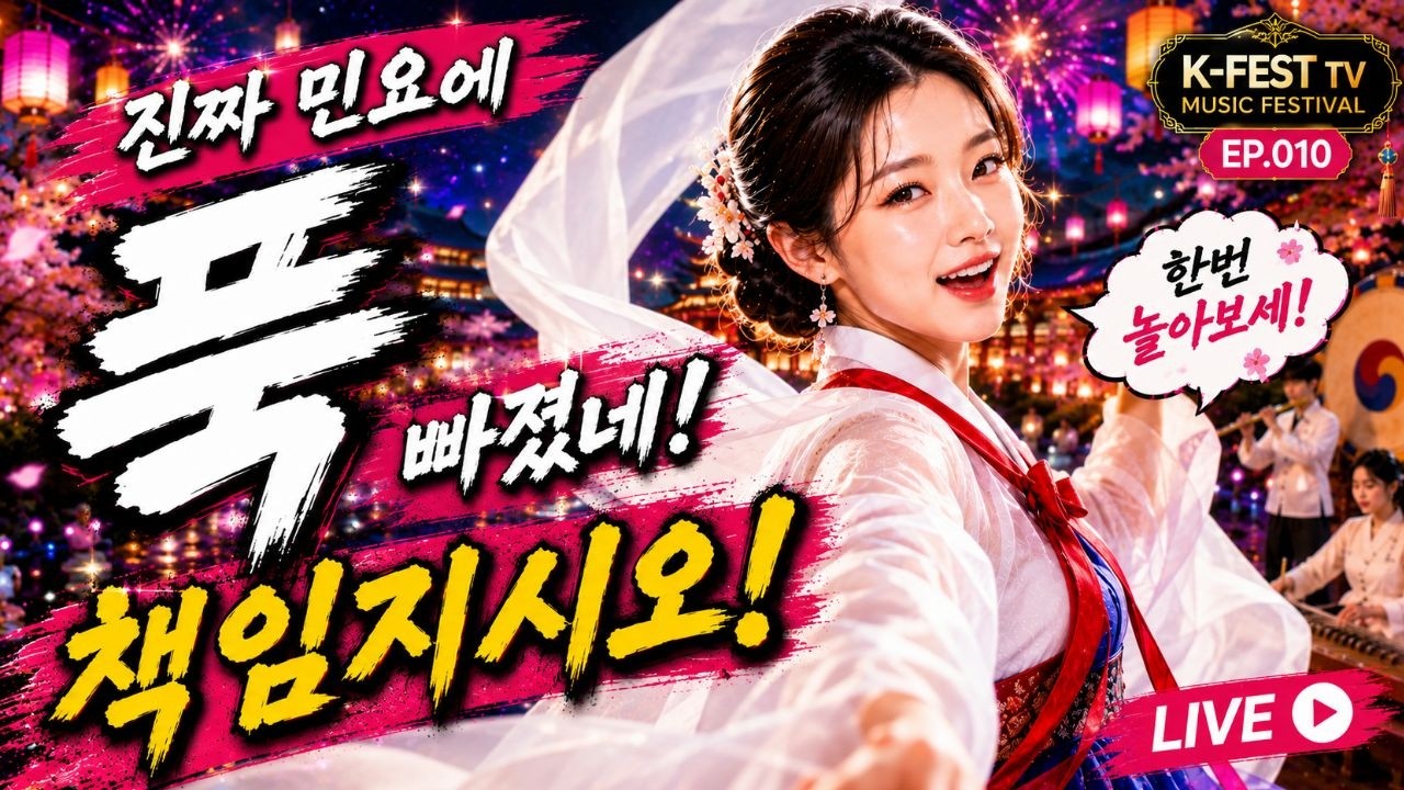 ✨진짜! 민요에 푹♡ 빠졌네! 책임지시오! | 🎤 K-FEST TV 쇼! 텐션뮤직 | 신나는 한국민요 | K-TROT FESTIVAL