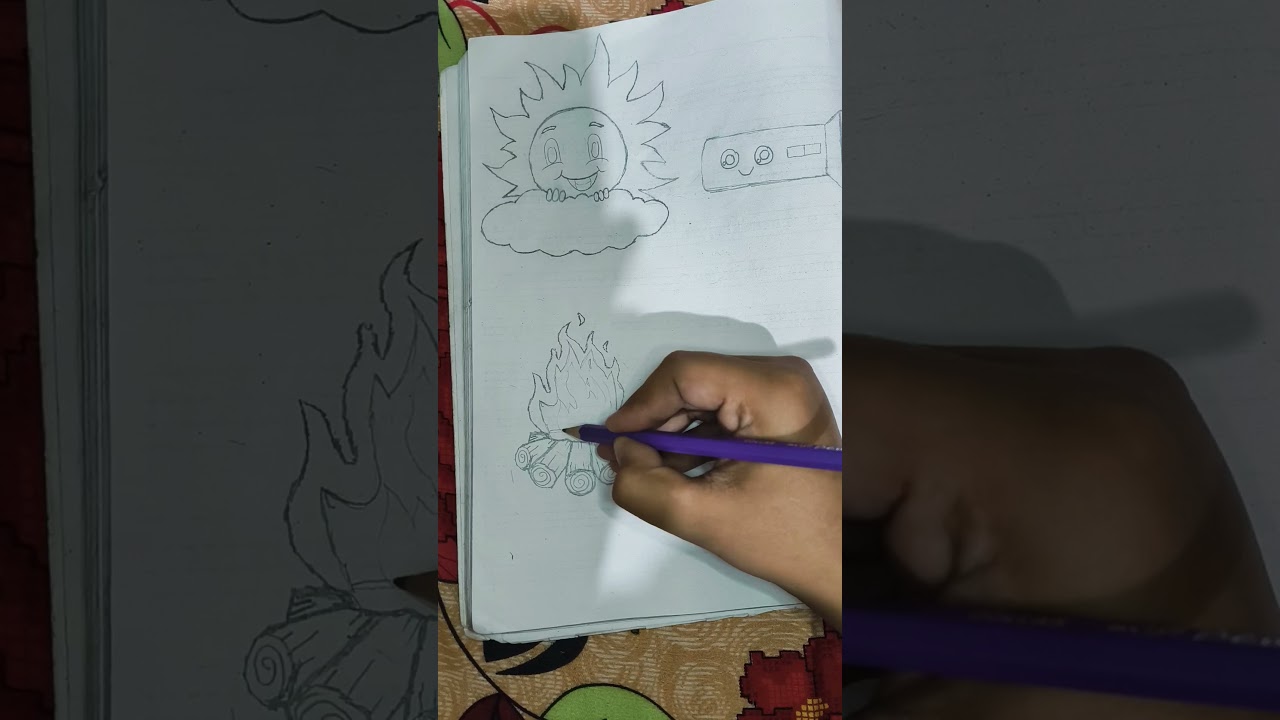 Science Diagram Drawing | Torch, Fire, and Sun Sketch | Crafter Amber 