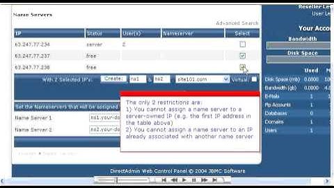 Managing nameservers in Direct Admin