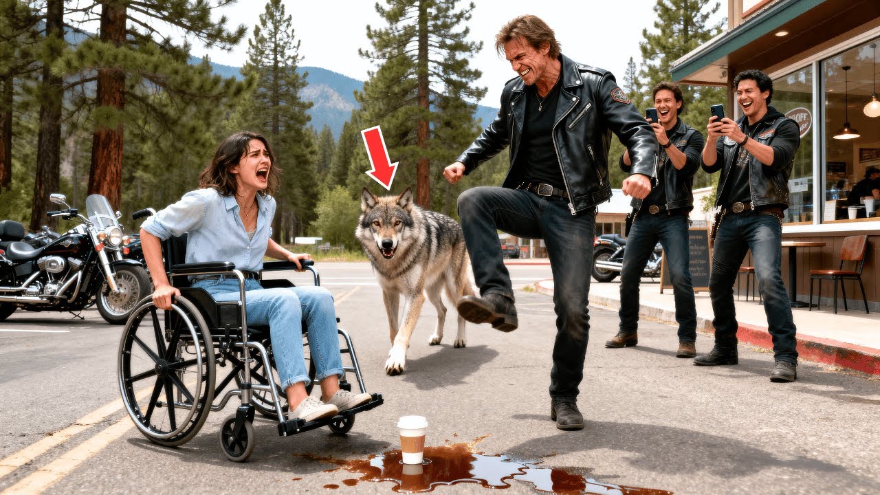 A Biker Kicked a Girl’s Leg as a Joke — He Had No Idea She Owned a Wolf