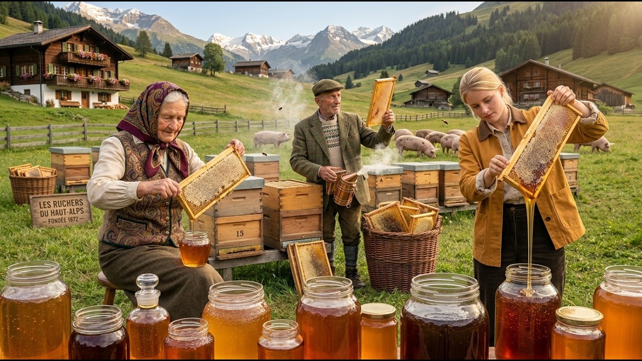 Stories from the Alps – Collecting Fresh Mountain Honey at a Rustic Rural Farm in Blooming Summer Fi