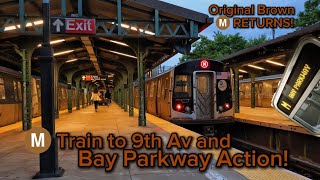 M Train to 9th Av and Bay Parkway Action!
