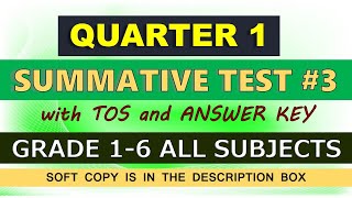 Q1 SUMMATIVE TEST #3 - WITH TOS AND ANSWER KEY - GRADES 1-6 ALL SUBJECTS