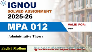IGNOU  MPA 012  Solved Assignment 2025-2026 | English Medium | Download PDF | IGNOU Students Portal
