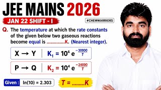 The temperature at which the rate constants of the given below two gaseous reactions become equal is
