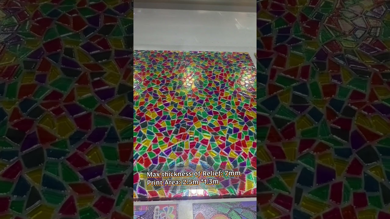 Touch the Colors👉3D Relief UV Printer Makes Textured Color on Glass